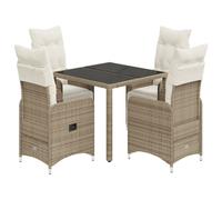 vidaXL Ensemble de jardin bistrot 5 pièces avec coussins Marron Poly rotin