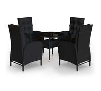 vidaXL Ensemble de jardin bistrot 5 pièces Poly rotin noir