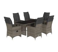 vidaXL Ensemble de jardin bistrot 7 pièces avec coussins Gris Poly rotin