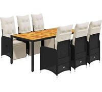 vidaXL Ensemble de jardin bistrot 7 pièces avec coussins noir poly rotin