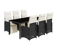 vidaXL Ensemble de jardin bistrot 7 pièces avec coussins noir poly rotin