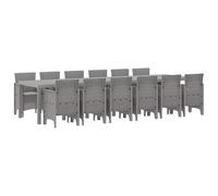 vidaXL Ensemble de Jardin de 13 pièces en Poly rotin Gris Clair | Table rectangulaire pour 12 Personnes, Style Moderne, résistant aux UV, idéal pour la terrasse, Le Balcon ou comme mobilier d'été, co