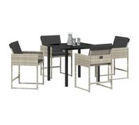 vidaXL Ensemble de Jardin de 5 pièces avec des Coussins Gris Clair, Un Cadre en métal et en Poly rotin pour 4 Personnes, Une Table et des chaises, Surface en Verre Noir, du mobilier Moderne pour la t