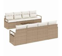 vidaXL Ensemble de Canapé de Jardin 9 Pièces avec Coussins Beige en Rattan Poly, Canapé de Jardin 2 Places avec Rangement et Coussins Beige en Rattan Poly