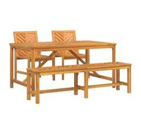 vidaXL Ensemble de Jardin en 4 pièces, en Bois d'acacia, avec Une Grande Table rectangulaire, 2 chaises et 1 Banc. Parfait pour l'extérieur, ça Donne Un Style Minimaliste à ta terrasse.