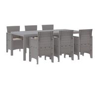 vidaXL Ensemble de jardin en 7 pièces pour 6 personnes en gris clair | Table de jardin avec coussins, mobilier moderne et stylé pour balcon ou terrasse en poly rotin, idéal pour les soirées entre amis