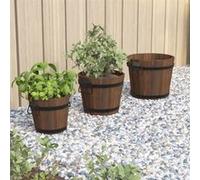 vidaXL Ensemble de jardinière Godet 3 pcs Bois Massif de Sapin, Pot de Fleur, Pot de Jardin, Support de jardinière, jardinière de Jardin