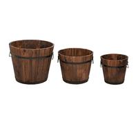 vidaXL Ensemble de jardinière Godet 3 pcs Bois Massif de Sapin, Pot de Fleur, Pot de Jardin, Support de jardinière, jardinière de Jardin