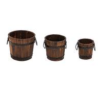 vidaXL Ensemble de jardinière Godet 3 pcs Bois Massif de Sapin, Pot de Fleur, Pot de Jardin, Support de jardinière, jardinière de Jardin