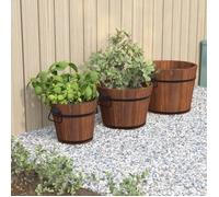 vidaXL Ensemble de jardinière godet 3 pcs bois massif de sapin, pot de fleur, pot de jardin, support de jardinière, 363361