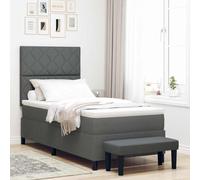 Vidaxl Lit À Ressort Avec Matelas & Banc Gris Foncé 90x190 Cm En Tissu Gris
