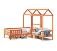 Vidaxl Ensemble De Lit Et De Banc Avec Toit Sans Matelas 100x200 Cm Multicolore