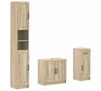vidaXL Ensemble de Meuble de Salle de Bain 3 pièces Utrecht, Meuble de Salle de Bain Moderne, Armoire résistante à l'humidité, Organiseur Pratique, Design Minimaliste
