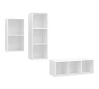 vidaXL Ensemble de meuble TV 3 pcs Blanc Aggloméré Blanc G