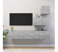 Ensemble de meubles TV 4 pcs Gris béton Bois d ingénierie