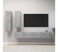 Vidaxl Ensemble De Meuble Tv 4 Pcs Gris Béton Bois D'ingénierie Gris