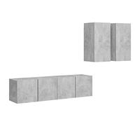 vidaXL Ensemble de Meuble TV 4 pcs Suspendu Mural Ensemble d'Armoires Stéréo Salle de Séjour Salon Maison Intérieur Gris Béton Aggloméré