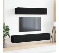 vidaXL Unité d'exposition murale noire Finition mate en bois d'ingénierie Durable Design peu encombrant Parfait pour les salons et la maison cinéma meubles décoratifs