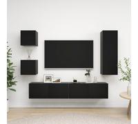 Vidaxl Ensemble De Meuble Tv 5 Pcs Noir Bois D'ingénierie Noir