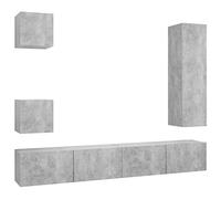 vidaXL Ensemble de Meuble TV 5 pcs Suspendu Mural Ensemble d'Armoires Stéréo Salle de Séjour Salon Maison Intérieur Gris Béton Aggloméré