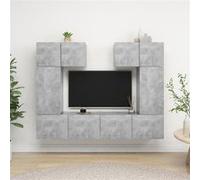 vidaXL Ensemble de Meuble TV 6 pcs Suspendu Mural Ensemble d'Armoires Stéréo Salle de Séjour Maison Salon Intérieur Gris Béton Aggloméré Gris G