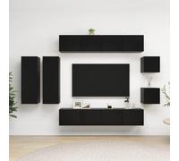 Vidaxl Ensemble De Meuble Tv 8 Pcs Noir Bois D'ingénierie Noir