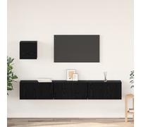 vidaXL Meuble TV mural en chêne noir de 60 cm en bois d'ingénierie avec finition mate. Grand espace de rangement, portes agiles. Organiseur de salon moderne, 4 pièces, rend la décoration de la pièce