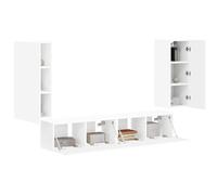 vidaXL Ensemble de meuble TV mural 4 pcs Blanc Bois d'ingénierie, Mobilier moderne pour salon, Centre de divertissement stylé, Solution de rangement média polyvalente, Unité d'affichage décoratif épur