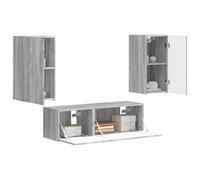 vidaXL Ensemble de Meuble TV Mural 4 pcs Gris Sonoma Bois d'ingénierie, Salon Moderne, Meuble TV rectangulaire Durable avec étagères murales, Solution de Rangement Pratique