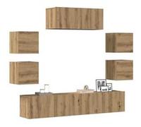 vidaXL Ensemble de meuble TV mural 7 pcs chêne artisanal, meuble TV, meuble multimédia, console TV, meuble hifi, centre de 3329014 Marron G