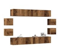 vidaXL Ensemble de meuble TV mural 8 pcs vieux bois bois d'ingénierie Marron