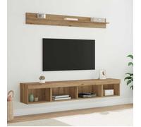 vidaXL Ensemble de meuble TV mural avec LED 5 pcs Chêne artisanal, Rangement pour le salon, console multimédia moderne,3402953