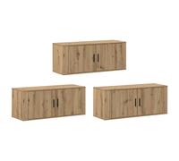 Vidaxl Ensemble De Meuble Tv Mural Montage Mural 3 Pcs Chêne Artisanal