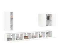 vidaXL Ensemble de meuble TV mural Montage mural 6 pcs Blanc brillant, Meubles stylés pour la maison, ensembles polyvalents, solutions de rangement pratiques pour un mode de vie organisé et flexibilit