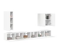 vidaXL Ensemble de meuble TV mural Montage mural 6 pcs Blanc, Meubles stylés pour la maison, ensembles polyvalents, solutions de rangement pratiques pour un mode de vie organisé et flexibilité entre i
