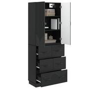 vidaXL Ensemble de Meubles 2 pcs Noir 66 x 34,5 x 87 cm, Étagères Ajustables, Meuble de Rangement modulable, système Multi-Compartiments, Mural pour Maison et Bureau