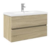 vidaXL Ensemble de Meubles de Bain 2pcs céramique et Bois d'ingénierie, Armoire de Salle de Bain, Meuble de Salle de Bain, Meuble de vestiaire