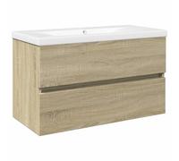 Vidaxl Ensemble De Meubles De Bain 2pcs Céramique Et Bois D'ingénierie Multicolore