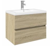 Vidaxl Ensemble De Meubles De Bain 2pcs Céramique Et Bois D'ingénierie Multicolore