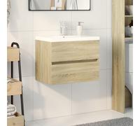 Vidaxl Ensemble De Meubles De Bain 2pcs Céramique Et Bois D'ingénierie Multicolore