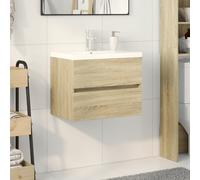 Vidaxl Ensemble De Meubles De Bain 2pcs Céramique Et Bois D'ingénierie Multicolore