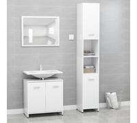 vidaXL Ensemble de meubles de salle de bain 3 pièces Blanc Aggloméré