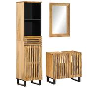 vidaXL Ensemble de meubles de bain 3 pcs bois massif de manguier brut Marron