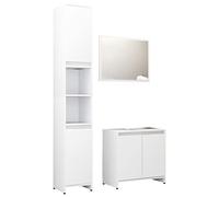 vidaXL Ensemble de Meubles de Bain 3 pcs, Ensemble de Armoires avec Rangement, Organisateur de Toilette Intérieur, Blanc Bois d'Ingénierie