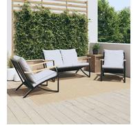 vidaXL Ensemble de meubles de balcon avec coussins 3 pcs noir acier, ensemble de meubles d'extérieur, ensemble de balcon de 3283637