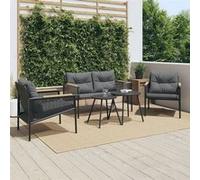 vidaXL Ensemble de meubles de balcon 5 pièces avec coussins, noir, acier