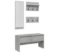 vidaXL Ensemble de Meubles de Couloir 4 pcs Gris béton Bois ingénierie, Meuble de Rangement de Couloir, Garde-Robe du Couloir, Meuble de Couloir avec Banc