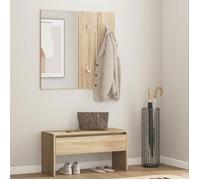 vidaXL Ensemble meuble d'entrée 808786 - Banc avec rangement, miroir et porte-manteaux Chêne Sonoma