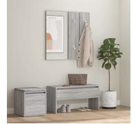 vidaXL Ensemble de Meubles de Couloir Banc d'Entrée Boîte de Rangement Miroir de Coiffeuse Porte-manteau Sonoma Gris Bois 3120195