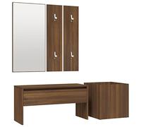 vidaXL Ensemble de Meubles de Couloir Banc d'Entrée Boîte de Rangement Miroir de Coiffeuse Porte-manteau Chêne Marron Bois 3120199